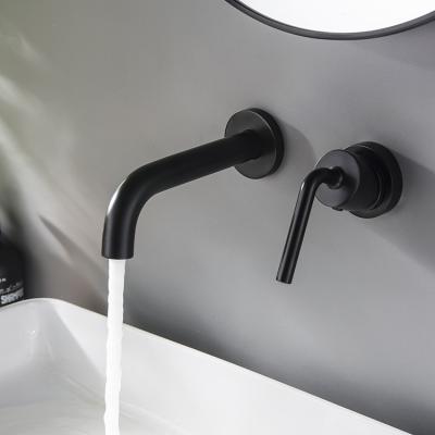 China Modern USA Dropshipping Wall Mounted Single Lever Black Hidden Faucet Wall Mounted Mixer Tap for sale