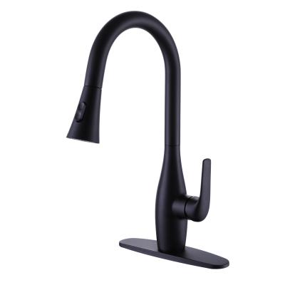 China Free Shipping Modern Single Handle Porcelain Black Kitchen Faucet 304 Stainless Steel Kitchen Faucets With Pull Down Sprayer for sale