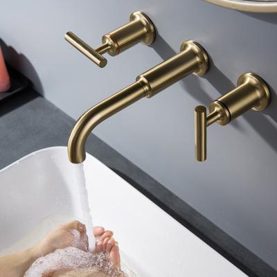 China Contemporary USA warehouse gold faucet wall mounted bathroom cupc sink faucets tap for bathroom basin for sale