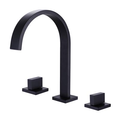 China 2020 Modern Hot Sale Durable Matte Black Double Handle Basin Faucet for sale