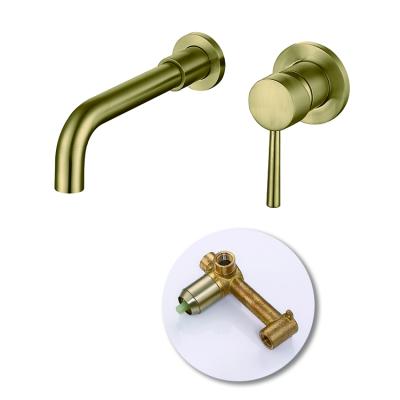 China Contemporary Gold Color Wall Mounted Water Faucet Faucet For Bathroom Sink for sale