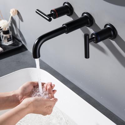 China Contemporary Wall Mounted Sink Faucet Concealed Mixer Tap Residential Bathroom Faucets for sale