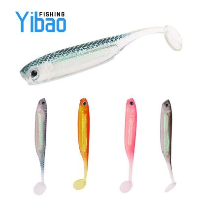 China Outdoor Activities Fishing 2022 New 5 Pieces Coloful Soft Fishing Lures 3D Eyes T Tail Shape Lure Soft 2.2g 70mm Realistic Rubber Wholesale for sale