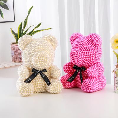 China Wholesale High Quality Gift Decoration 25cm 36cm Pearl Teddy Bear Rose Bear Flower Pe Rose Bear Valentine's Day Gift for sale