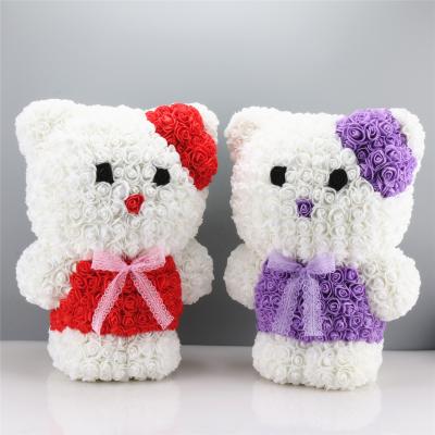 China Rose Bear Hellokitty For Flower Pe Foam Creative Valentine's Day Gift Artificial Bear for sale