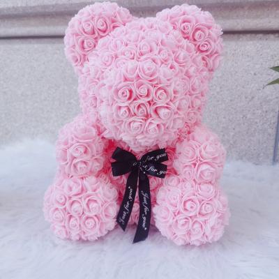 China Eternal Gifts 40cm PE Foam Flower Hug Bear Tanabata Christmas Valentine's Day Rose Flower Bear for sale