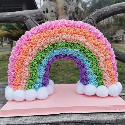 China Gifts Factory Wholesale 40cm Christmas Valentine's Day Gift Send Girlfriend Best Friend Eternal Flower Rose Rainbow Bridge for sale