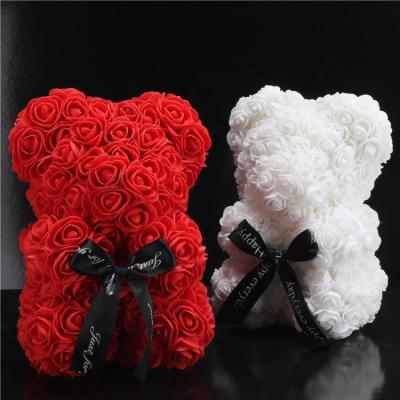 China High Quality Flower Teddy Rose Bear Gift Box Valentine's Day 23cm A Hug Bear PE Eternal Flower Bubble 23cm Gifts 2022 for sale