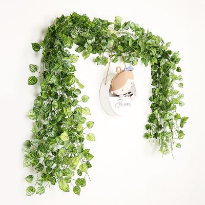 China Fashional Artificial Flower Simulation Strips Rattan Vine Green Leaf Creeper Sweet Potato Leaves Grape Leaf Ceiling Decoration for sale