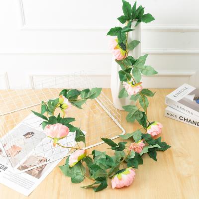 China Fashional Artificial Flower Factory Wholesale Indoor Decorations Wedding Silk Flower Peony Flower Vine Hall Ceiling Decoration Simulation Rattan for sale