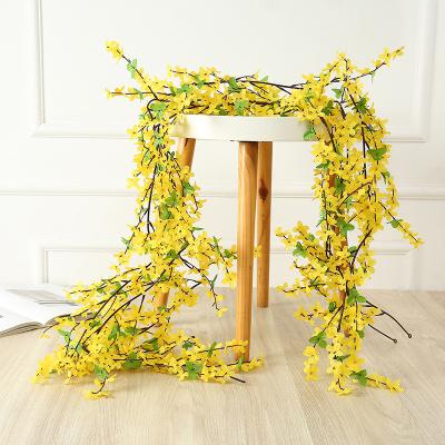 China Fashional Artificial Flower Hotel Rattan Flower Vine Winter Jasmine Yellow Rattan Small Attic Ceiling Decoration Wholesale for sale