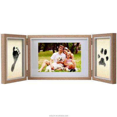 China Double Sided Floating Transparent Wood Three Frame Glass Picture Photo Frame Wall Art Marco Frame And Acrylic Wood Outer Wrapping Material for sale