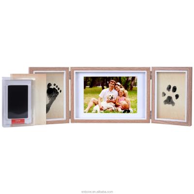 China Creative Three Frames Home Decoration Gift Photo Frame Folding Triple Fold Nordic Style Photo Frame for Baby and Pet for sale