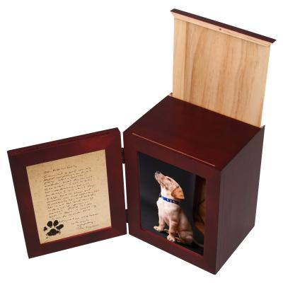 China Wholesale Popular Solid Cheap Sustainable Small Wooden Pet Urns With Dog Cat Pictures for sale