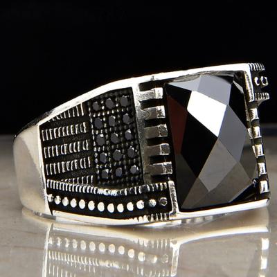 China Trendy 925K Sterling Silver Ottoman Tugra Zircon Men Ring 2020 New Design Man Ring for sale