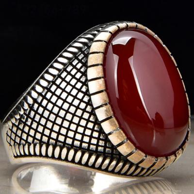 China 2020 Best Selling Trendy Fashion Agate Large Sterling Silver Stone Ring for sale