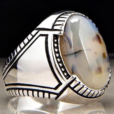 China Wholesale 925 Sterling Silver 925 Agate Ring Jewelry Supplier Oval Shape Gemstone CLASSIC 529 Silver Jewelry for sale