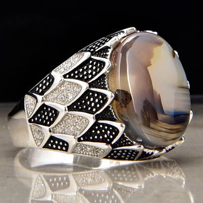 China Fashionable Micro Pave Jewelry Mens Ring Silver Pattern 925 Ring Jewelry for sale