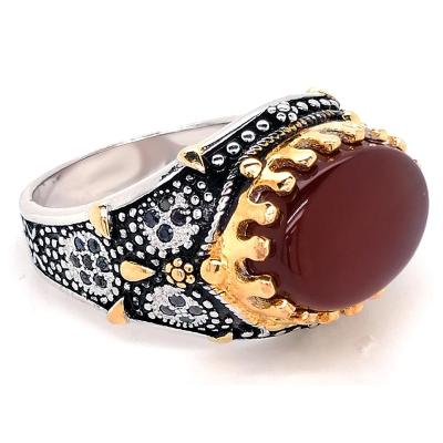 China Wholesale CLASSIC Turkish Oval Shape Gemstone Rings With CZ 925 Sterling Silver Agate Yemen 2020 Ring Wholesale for sale