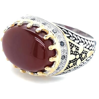 China CLASSIC Turkish Oval Shape Metal 925k Gemstone Rings With CZ 925 Sterling Silver Yemen 2020 Ring Wholesale for sale