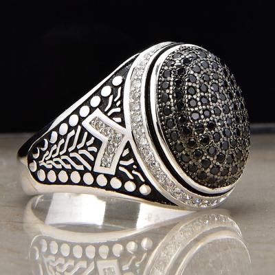 China Fashionable Jewelry Manufacturer 925 Tai Jewelry Tai Jewelry Silver Micro Pave Ring Men's CZ for sale