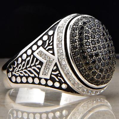 China Fashionable Jewelry Manufacturer 925 Tai Jewelry Tai Jewelry Silver Micro Pave Ring Men's CZ for sale