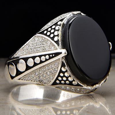 China Hot Selling Fashionable Southeast Asian Onyx Ring For Man's Jewelry 2019 for sale