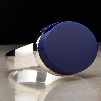 China Fashionable Blue Enamel or Agate Seal Ring Men Jewelry Customization for sale