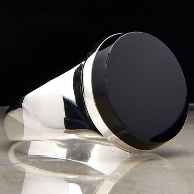 China 7.2 G Black Agate Or Enamel Seal Ring Men Fashion Jewelry Customization for sale