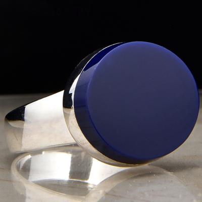 China Custom Cheap Blue Trendy Rings Custom Enamel or Agate Seal Ring Men Jewelry Customization for sale