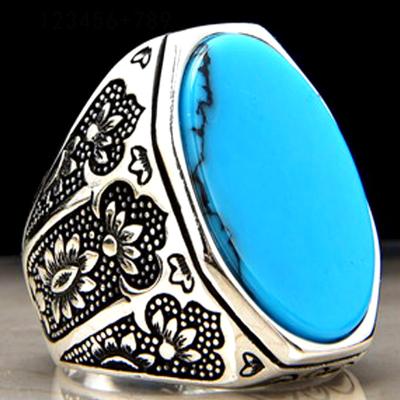 China Trendy 925 Sterling Silver Ring Wholesaler, Gemstone Turquoise Silver Ring for sale