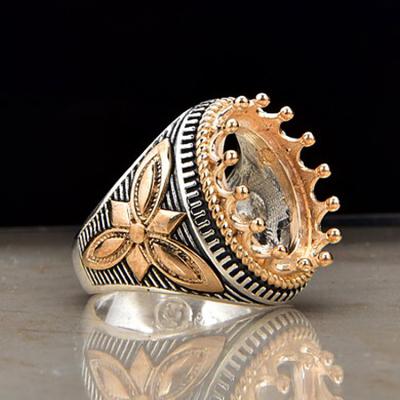 China Asia fashionable hot selling 14k gold plated stone color man ring logo customization for sale