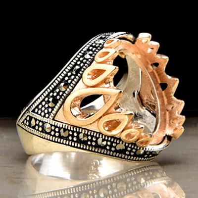 China Hot Selling Fashionable Customization Asia 14k Gold Plated Color Infinity Stone Ring For Man for sale