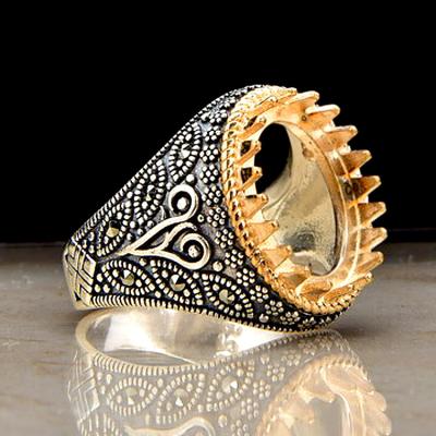 China Fashionable Factory Wholesale Hot Selling Asia 14k Gold Plated Stone Color Men Ring Custom for sale