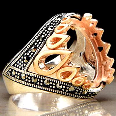 China Hot Selling Fashionable Customization Asia 14k Gold Plated Color Infinity Stone Ring For Man for sale