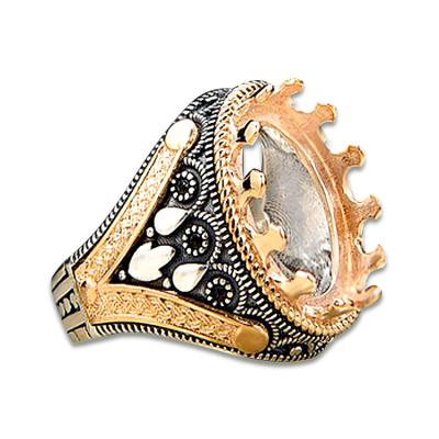 China CLASSIC Designs Asia Hot Selling 14k Gold Plated Color Stone Rings For Islamic Men for sale