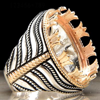 China BOHEMIA Solid 925 Sterling Silver Golden Rutile Asia 14k Gold Plated Color Stone Man Ring Hot Selling Sterling Silver Design for sale