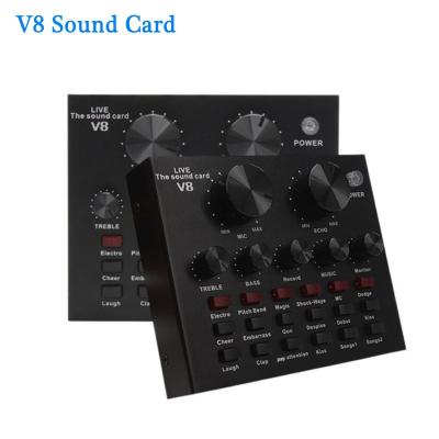 China USB External Live Microphone Sound Card USB Sound Card Music V8 Audio Set Interface Set Function For Computer PC Mobile Phone Sing for sale