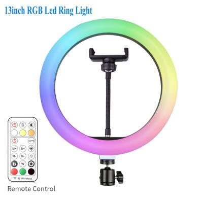 China ABS 33cm Photography Lamp LED Ring Light Dimmable Colorful 13 Inch RGB Selfie Lamp with Phone Clip Professional Photography Fill Light for sale