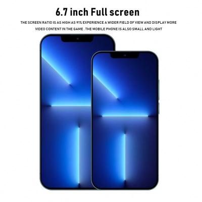 China Dual SIM Card PHONE13 I13 PRO max 6.7inch Android mobile Smartphone 10 core full-page cell phones large capacity for sale