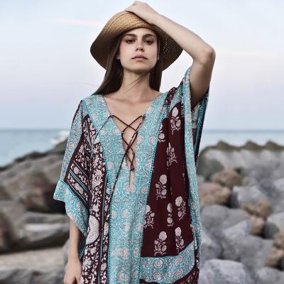 China 2022 Breathable Cotton Long Dress People Loose Dress Cover Up Dress New Design Beach Dress Women's Beach Dress Custom Made for sale