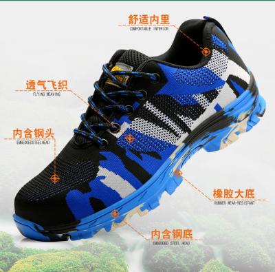 China Steel Toe Hot Selling Men's Steel Toe Anti Impact And Anti Fly Puncture Woven Shock Absorption Lightweight Breathable Safety Shoes for sale