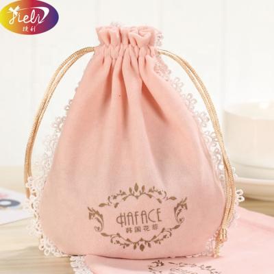 China Factory Manufacturer Microwavable High Quality Custom Pink Velvet Jewelry Drawstring Pouch Bag for sale
