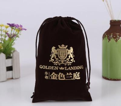 China Wholesale Custom Recyclable With Gold Logo Black Velvet Bag With Satin Lining For Jewelry Packaging for sale