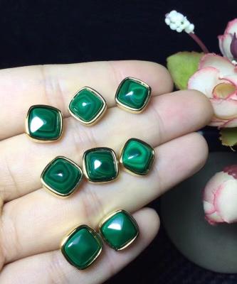 China Europe nature malachite pyramid earrings gemstone jewelry Hot-selling crystal earrings for woman gift for sale