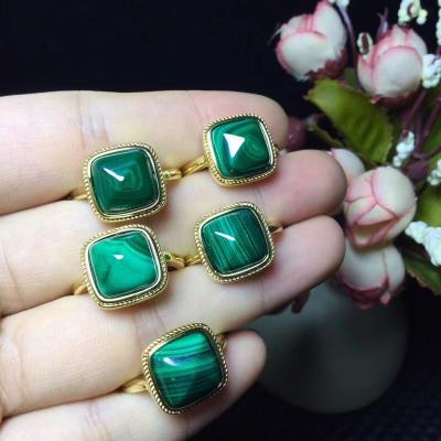 China Europe Nature Gemstone Ring Malachite Pyramid Ring Jewelry Hot-selling Crystal Stone For Woman Gift for sale