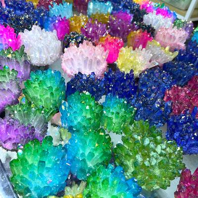 China Europe Hot Sale Crystal Rainbow Cluster Vug Angel Aura Nature Crystal Cluster for Healing Decoration for sale