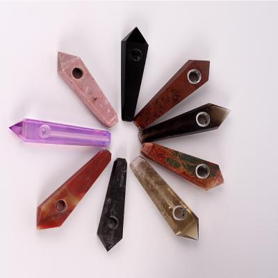 China China Wholesale Crystal Smoking Pipes Natural Red Obsidian Cut Quartz Smoking Pipes for sale