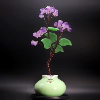 China Custom Crystal Stone Raw Aventurine Tree Group Amethyst Europe Nature Lucky Tree For Home Decoration for sale