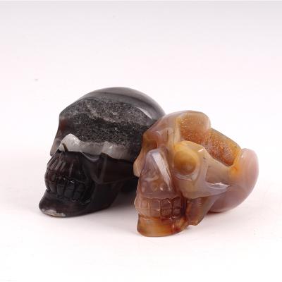 China Hot Sale China Nature Agate Geode Quartz Skulls Stones Carving Crystals Healing For Home Decoration for sale